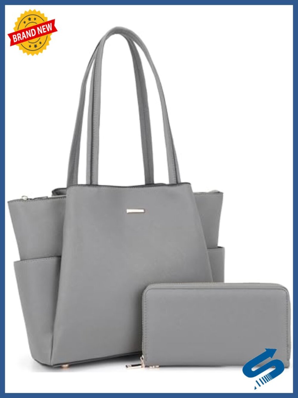 Large Tote Handbag Set with Wallet Faux Leather Satchel Shoulder Bag